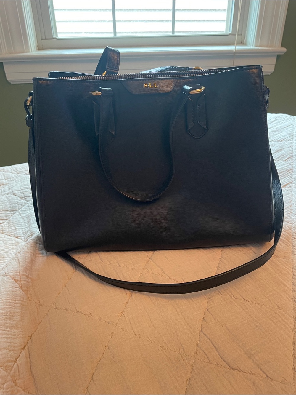 Ralph Lauren Black Leather Satchel Tote - Stylish Everyday Women’s Bag